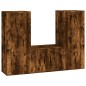 vidaXL Set Mobili Porta TV 3 pz Rovere Fumo in Legno Multistrato vidaXL Set Mobili Porta TV 3 pz Rovere Fumo in Legno Multistrato