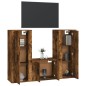vidaXL Set Mobili Porta TV 3 pz Rovere Fumo in Legno Multistrato vidaXL Set Mobili Porta TV 3 pz Rovere Fumo in Legno Multistrato