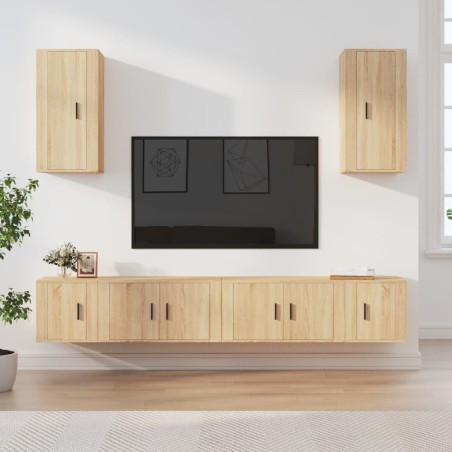 vidaXL Set di Mobili Porta TV 6 pz Rovere Sonoma in Legno Multistrato