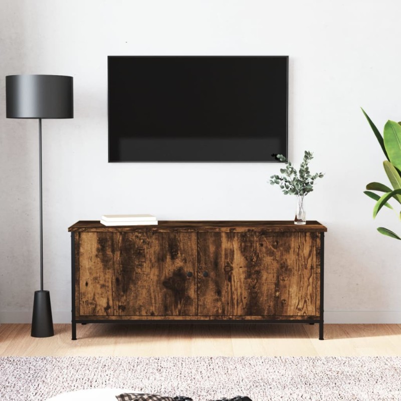 vidaXL Mobile TV con Ante Rovere Fumo 102x35x45 cm Legno Multistrato vidaXL Mobile TV con Ante Rovere Fumo 102x35x45 cm Legno Multistrato