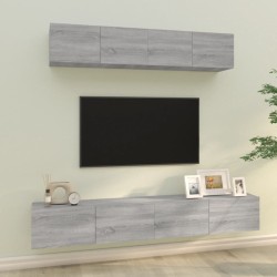 vidaXL Set di Mobili Porta TV 4 pz Grigio Sonoma in Legno Multistrato