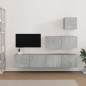 vidaXL Set di Mobili Porta TV 4 pz Grigio Cemento in Legno Multistrato vidaXL Set di Mobili Porta TV 4 pz Grigio Cemento in Legno Multistrato