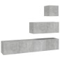 vidaXL Set di Mobili Porta TV 4 pz Grigio Cemento in Legno Multistrato vidaXL Set di Mobili Porta TV 4 pz Grigio Cemento in Legno Multistrato