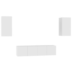 vidaXL Set Mobili Porta TV 4 pz Bianco in Legno Multistrato