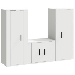 vidaXL Set Mobili Porta TV 3 pz Bianco in Legno Multistrato