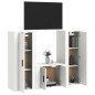 vidaXL Set Mobili Porta TV 3 pz Bianco in Legno Multistrato vidaXL Set Mobili Porta TV 3 pz Bianco in Legno Multistrato