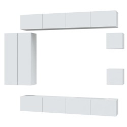 vidaXL Set Mobili Porta TV 8pz Bianco in Legno Multistrato