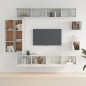 vidaXL Set Mobili Porta TV 8pz Bianco in Legno Multistrato vidaXL Set Mobili Porta TV 8pz Bianco in Legno Multistrato