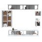 vidaXL Set Mobili Porta TV 8pz Bianco in Legno Multistrato vidaXL Set Mobili Porta TV 8pz Bianco in Legno Multistrato