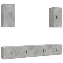 vidaXL Set di Mobili Porta TV 6 pz Grigio Cemento in Legno Multistrato