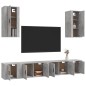 vidaXL Set di Mobili Porta TV 6 pz Grigio Cemento in Legno Multistrato vidaXL Set di Mobili Porta TV 6 pz Grigio Cemento in Legno Multistrato