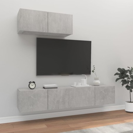 vidaXL Set di Mobili Porta TV 3 pz Grigio Cemento in Legno Multistrato