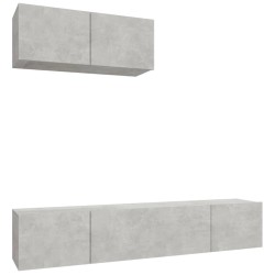 vidaXL Set di Mobili Porta TV 3 pz Grigio Cemento in Legno Multistrato