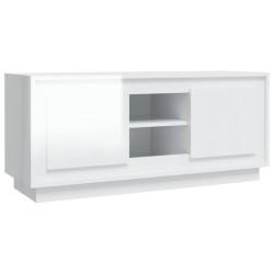 vidaXL Mobile Porta TV Bianco Lucido 102x35x45 cm in Legno Multistrato