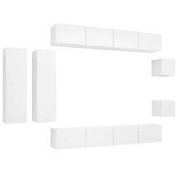 vidaXL Set Mobili Porta TV 8 pz Bianco in Legno Multistrato