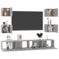 vidaXL Set di Mobili Porta TV 6 pz Grigio Cemento in Legno Multistrato vidaXL Set di Mobili Porta TV 6 pz Grigio Cemento in Legno Multistrato