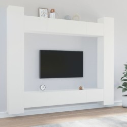 vidaXL Set Mobili Porta TV 8pz Bianco in Legno Multistrato