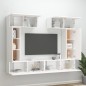 vidaXL Set di Mobili Porta TV 6 pz Bianco in Legno Multistrato vidaXL Set di Mobili Porta TV 6 pz Bianco in Legno Multistrato