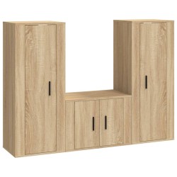 vidaXL Set di Mobili Porta TV 3 pz Rovere Sonoma in Legno Multistrato