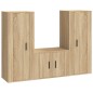 vidaXL Set di Mobili Porta TV 3 pz Rovere Sonoma in Legno Multistrato vidaXL Set di Mobili Porta TV 3 pz Rovere Sonoma in Legno Multistrato