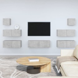 vidaXL Set di Mobili Porta TV 7 pz Grigio Cemento in Legno Multistrato
