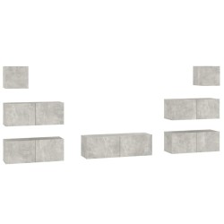 vidaXL Set di Mobili Porta TV 7 pz Grigio Cemento in Legno Multistrato