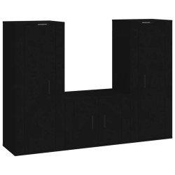 vidaXL Set Mobili Porta TV 3 pz Nero in Legno Multistrato