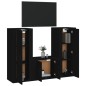 vidaXL Set Mobili Porta TV 3 pz Nero in Legno Multistrato vidaXL Set Mobili Porta TV 3 pz Nero in Legno Multistrato
