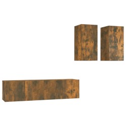 vidaXL Set di Mobili Porta TV 4 pz Rovere Fumo in Legno Multistrato
