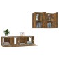 vidaXL Set di Mobili Porta TV 4 pz Rovere Fumo in Legno Multistrato vidaXL Set di Mobili Porta TV 4 pz Rovere Fumo in Legno Multistrato