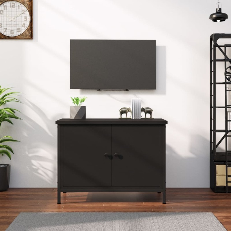 vidaXL Mobile Porta TV con Ante Nero 60x35x45 cm in Legno Multistrato vidaXL Mobile Porta TV con Ante Nero 60x35x45 cm in Legno Multistrato