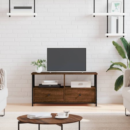 vidaXL Mobile TV Rovere Marrone 90x33x45 cm Legno Multistrato e Ferro