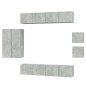 vidaXL Set Mobili Porta TV 8pz Grigio Cemento in Legno Multistrato vidaXL Set Mobili Porta TV 8pz Grigio Cemento in Legno Multistrato