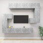 vidaXL Set Mobili Porta TV 8pz Grigio Cemento in Legno Multistrato vidaXL Set Mobili Porta TV 8pz Grigio Cemento in Legno Multistrato