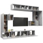 vidaXL Set Mobili Porta TV 8pz Grigio Cemento in Legno Multistrato vidaXL Set Mobili Porta TV 8pz Grigio Cemento in Legno Multistrato