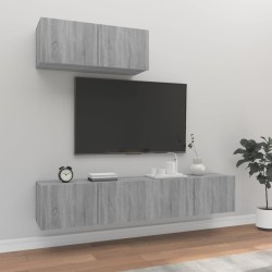 vidaXL Set Mobili Porta TV 3 pz Grigio Sonoma in Legno Multistrato