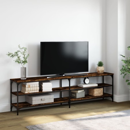 vidaXL Mobile TV Rovere Fumo 180x30x50cm Legno Multistrato e Metallo