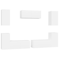 vidaXL Set di Mobili Porta TV 7 pz Bianco in Legno Multistrato