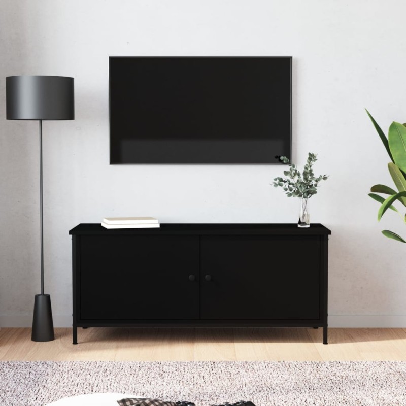 vidaXL Mobile Porta TV con Ante Nero 102x35x45 cm in Legno Multistrato vidaXL Mobile Porta TV con Ante Nero 102x35x45 cm in Legno Multistrato