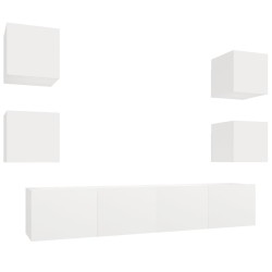 vidaXL Set di Mobili Porta TV 6 pz Bianco in Legno Multistrato