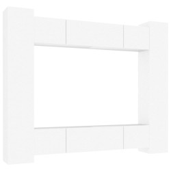 vidaXL Set Mobili Porta TV 8pz Bianco in Legno Multistrato