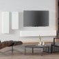 vidaXL Set di Mobili Porta TV 4 pz Bianco in Legno Multistrato vidaXL Set di Mobili Porta TV 4 pz Bianco in Legno Multistrato