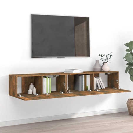 vidaXL Set Mobili Porta TV 2 pz Rovere Fumo in Legno Multistrato