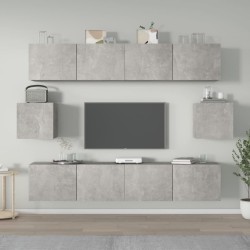 vidaXL Set di Mobili Porta TV 6 pz Grigio Cemento in Legno Multistrato