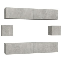 vidaXL Set di Mobili Porta TV 6 pz Grigio Cemento in Legno Multistrato