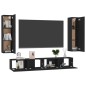 vidaXL Set Mobili Porta TV 4 pz Nero in Legno Multistrato vidaXL Set Mobili Porta TV 4 pz Nero in Legno Multistrato