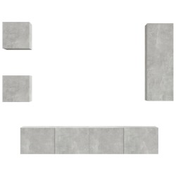 vidaXL Set di Mobili Porta TV 5 pz Grigio Cemento in Legno Multistrato