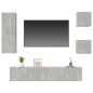 vidaXL Set di Mobili Porta TV 5 pz Grigio Cemento in Legno Multistrato