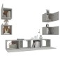 vidaXL Set di Mobili Porta TV 6 pz Grigio Cemento in Legno Multistrato vidaXL Set di Mobili Porta TV 6 pz Grigio Cemento in Legno Multistrato