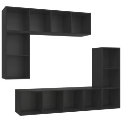 vidaXL Set Mobili Porta TV 4 pz Nero in Legno Multistrato